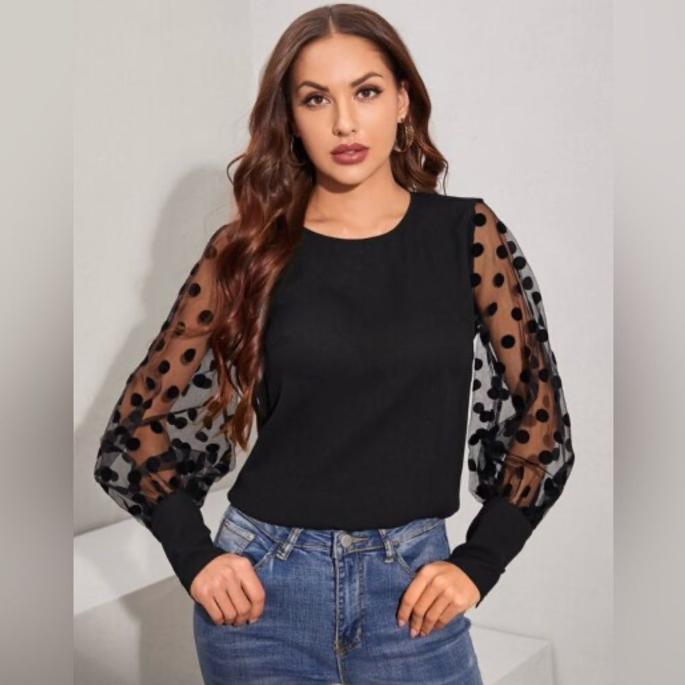 Unlisted Black Fitted Embellished Blouse